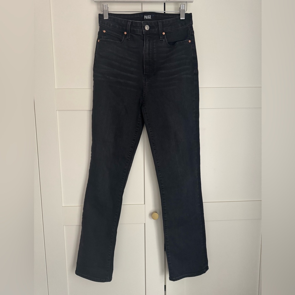 PAIGE Black High-Rise Cindy Straight Leg Slim Jeans Size 26